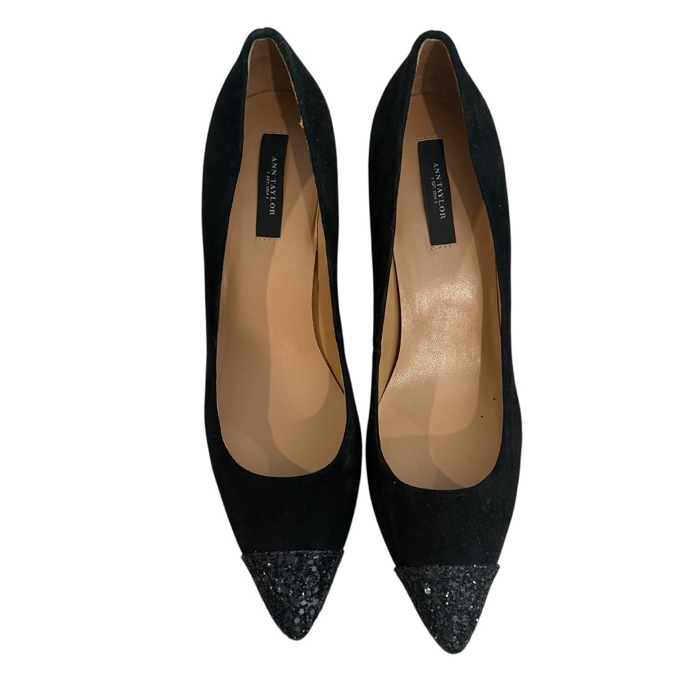 Ann Taylor Black Sparkle Pointed Heels